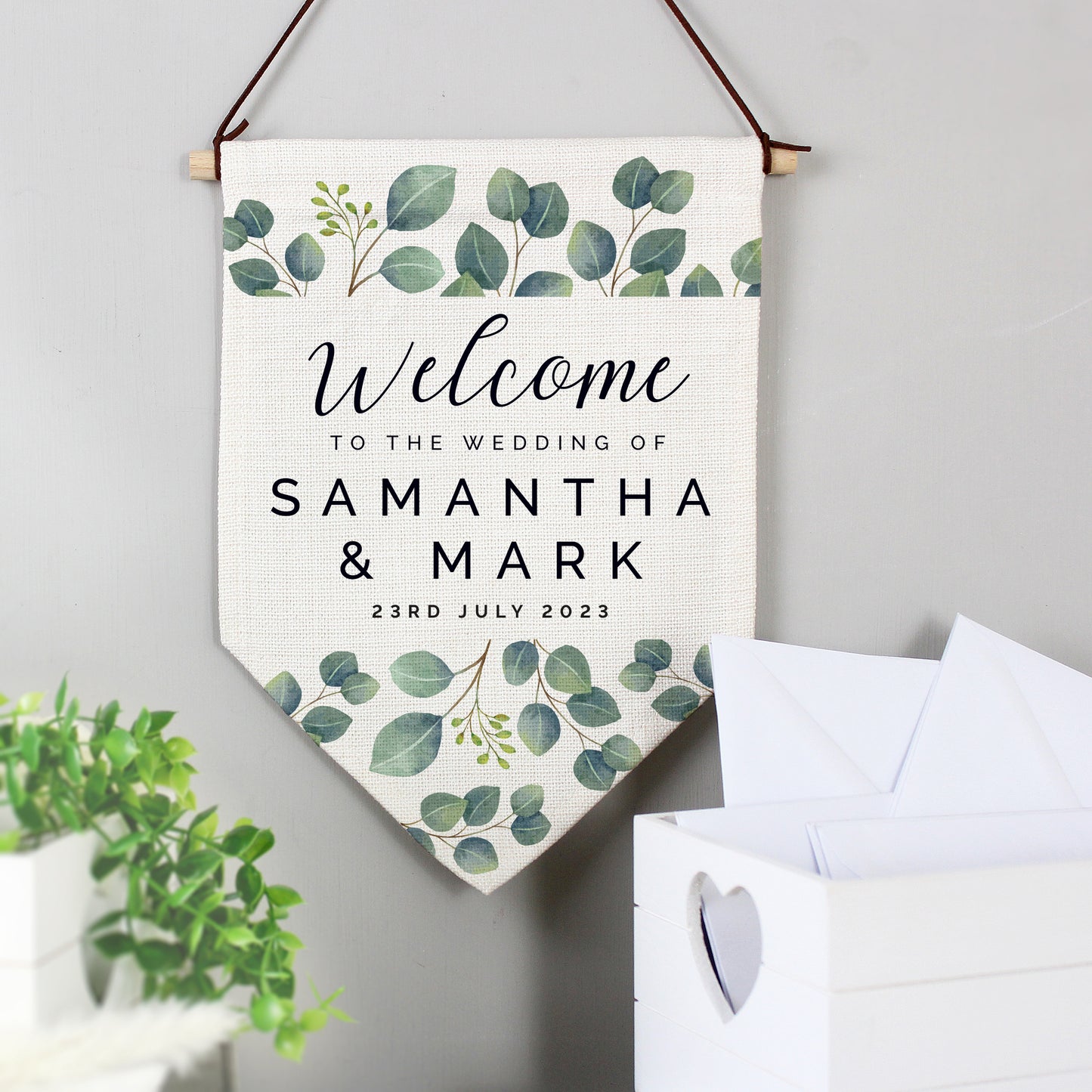 Personalised Botanical Wedding Hanging Banner - MK&JD Gifts