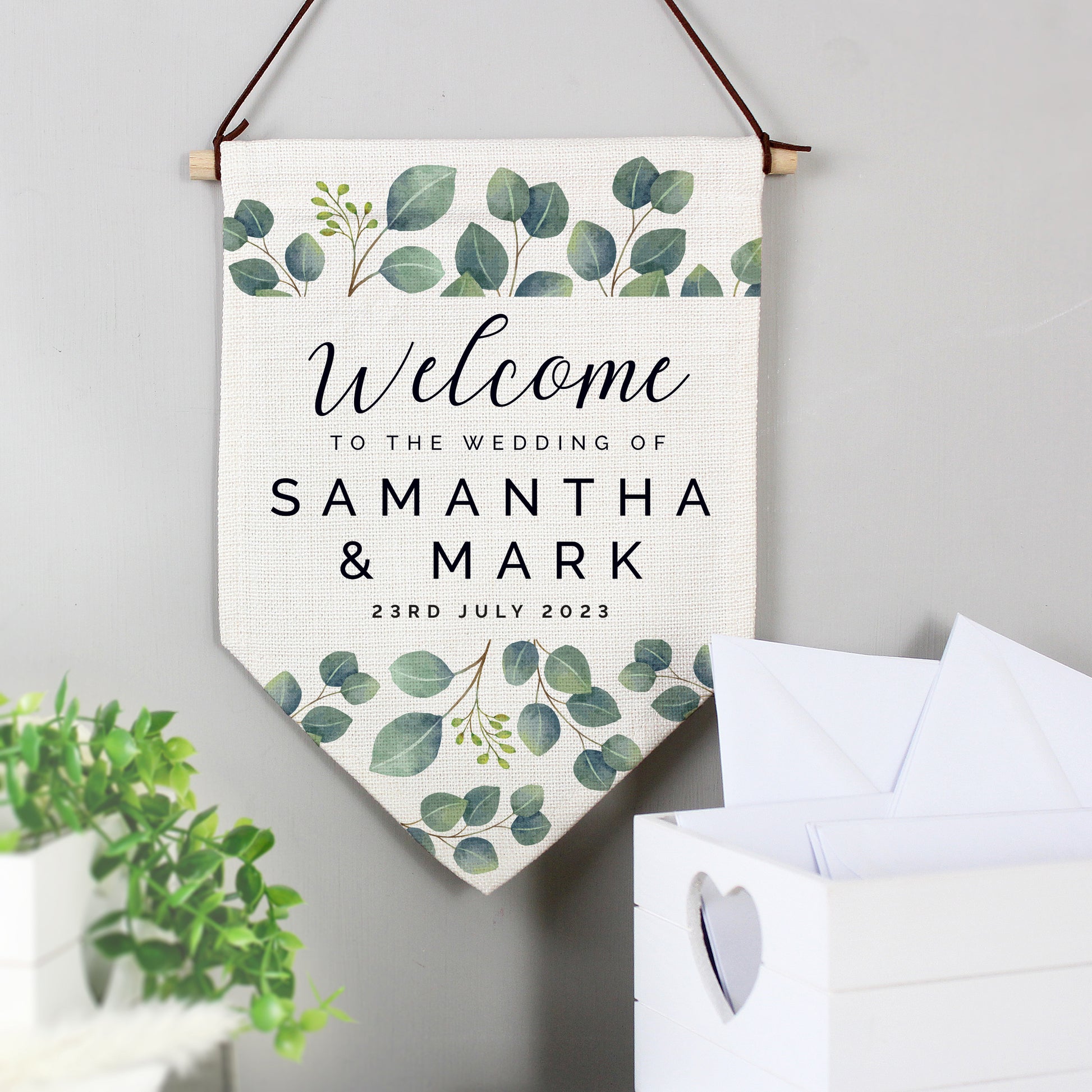 Personalised Botanical Wedding Hanging Banner - MK&JD Gifts