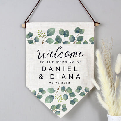 Personalised Botanical Wedding Hanging Banner - MK&JD Gifts