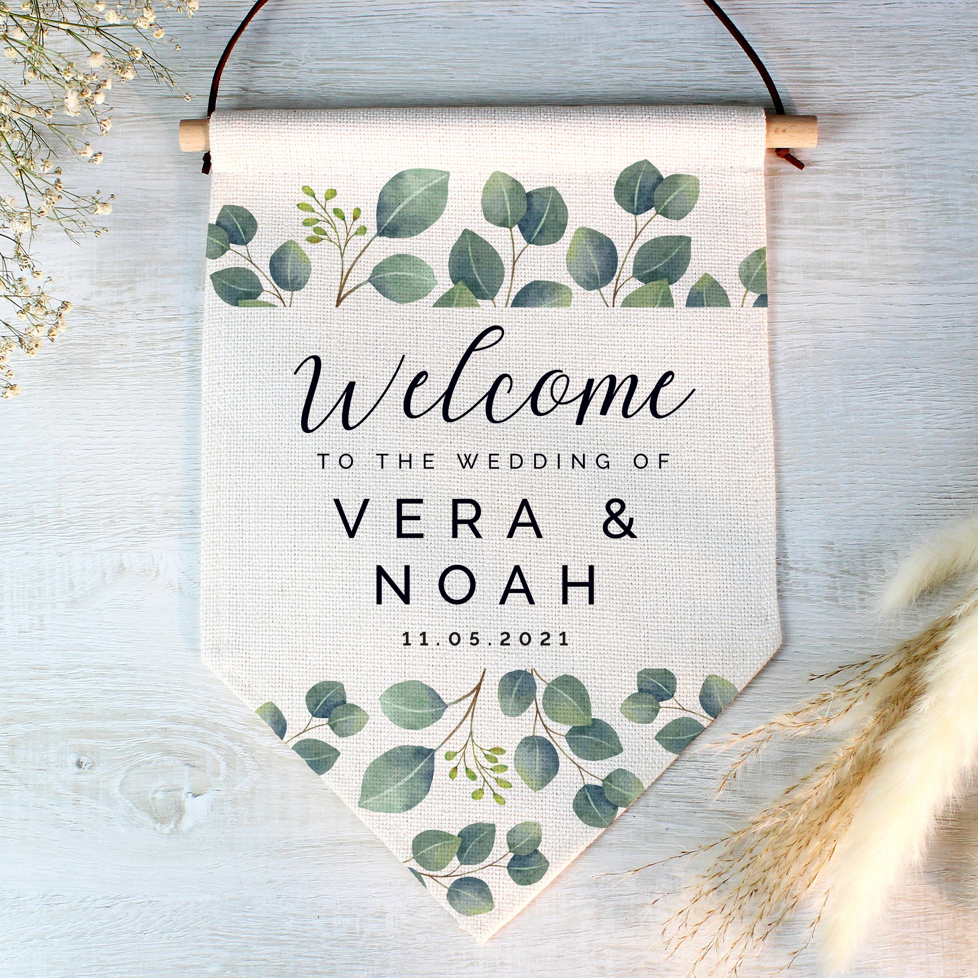 Personalised Botanical Wedding Hanging Banner - MK&JD Gifts