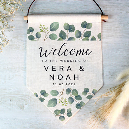 Personalised Botanical Wedding Hanging Banner - MK&JD Gifts
