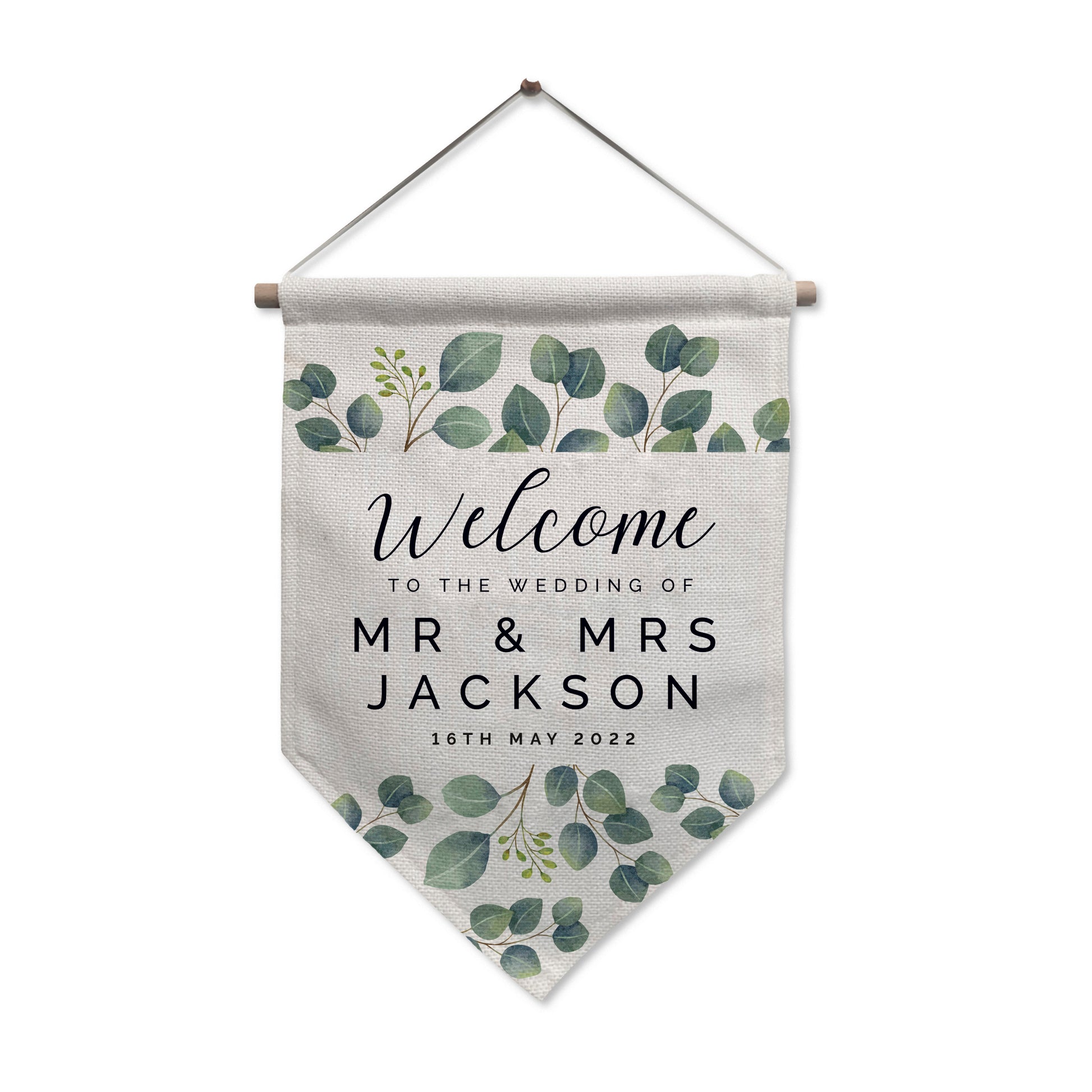Personalised Botanical Wedding Hanging Banner - MK&JD Gifts
