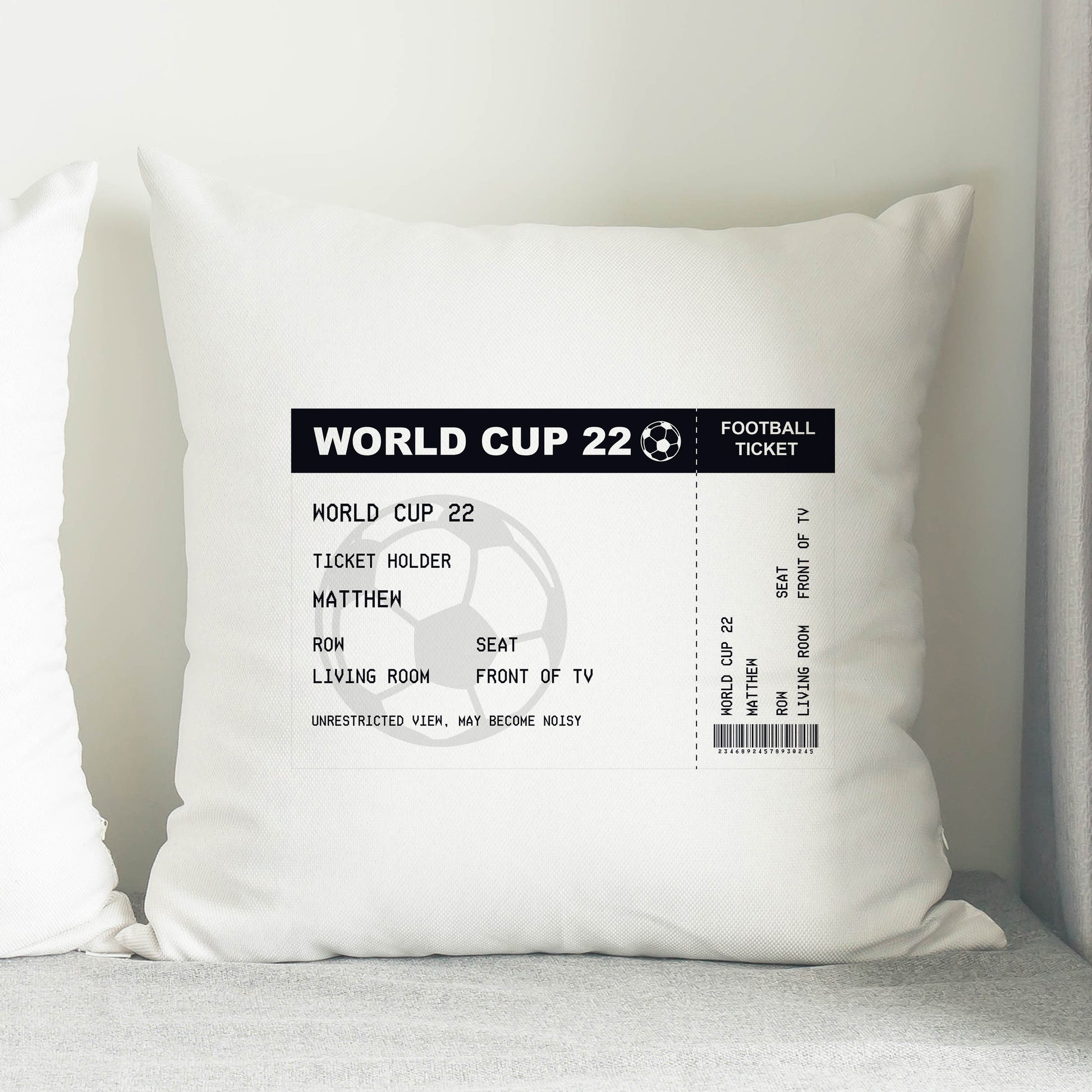 Personalised Football Ticket Cushion - MK&JD Gifts