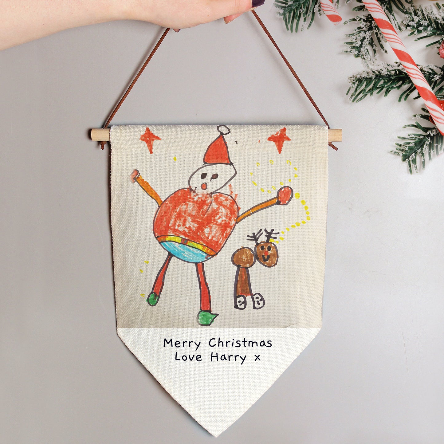 Personalised Childrens Drawing Photo Upload Hanging Banner