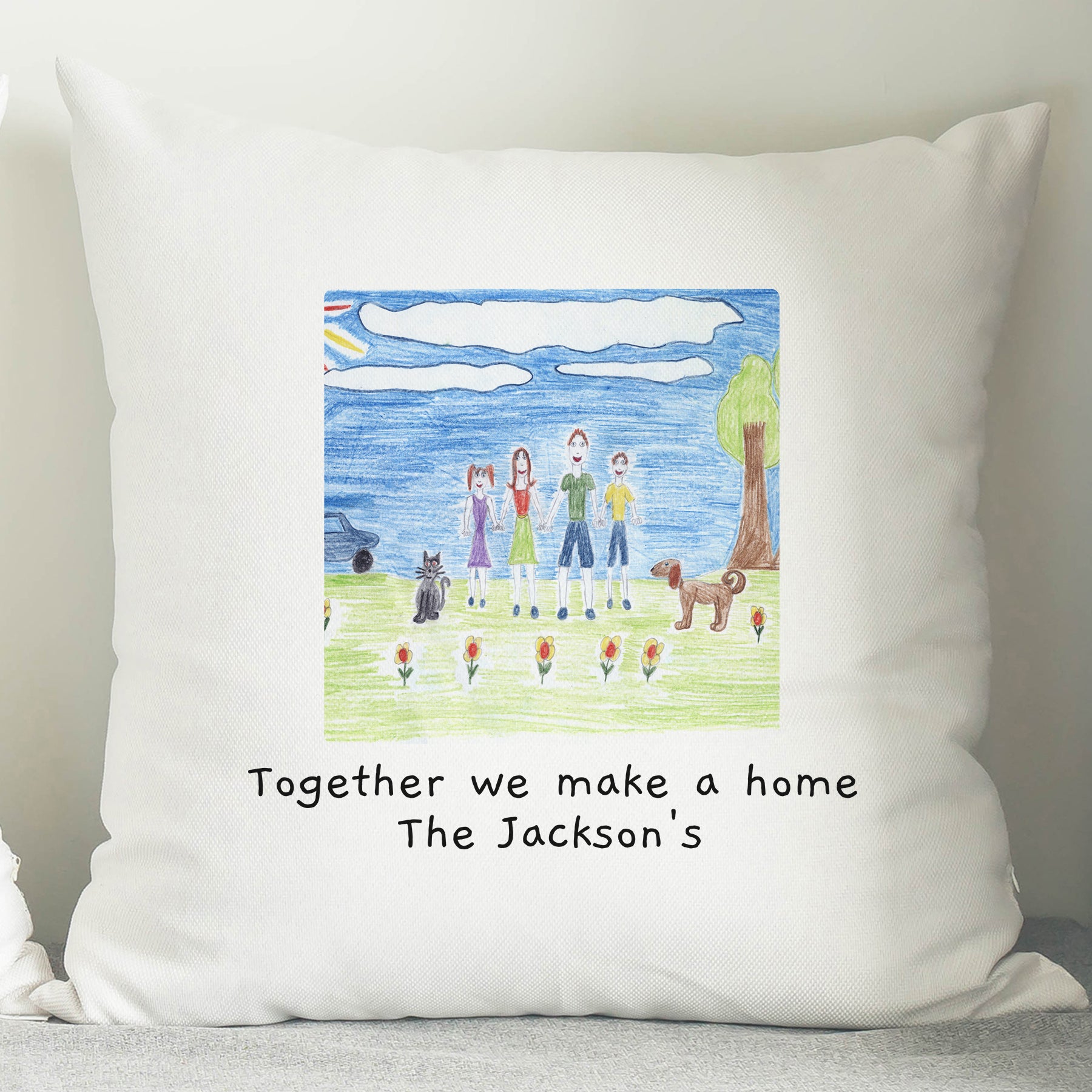 Personalised Childrens Drawing Photo Upload Cushion - MK&JD Gifts