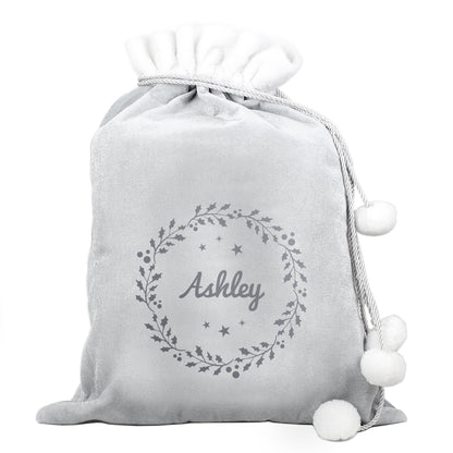 Personalised Holly Grey Christmas Sack - MK&JD Gifts