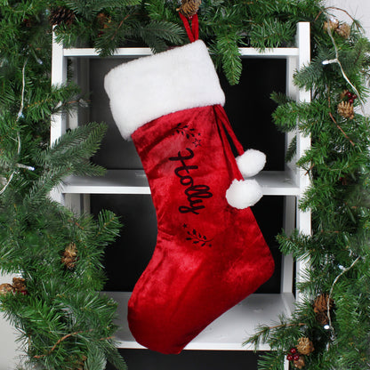 Personalised Holly Red Christmas Stocking - MK&JD Gifts