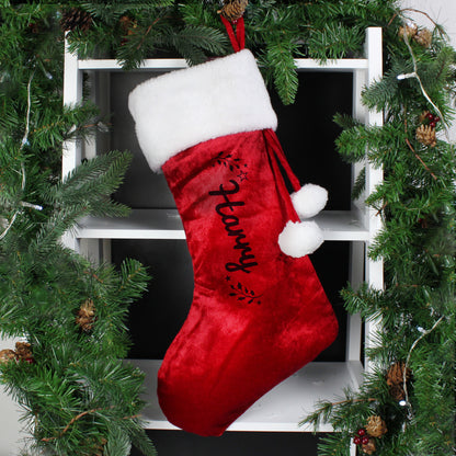 Personalised Holly Red Christmas Stocking - MK&JD Gifts