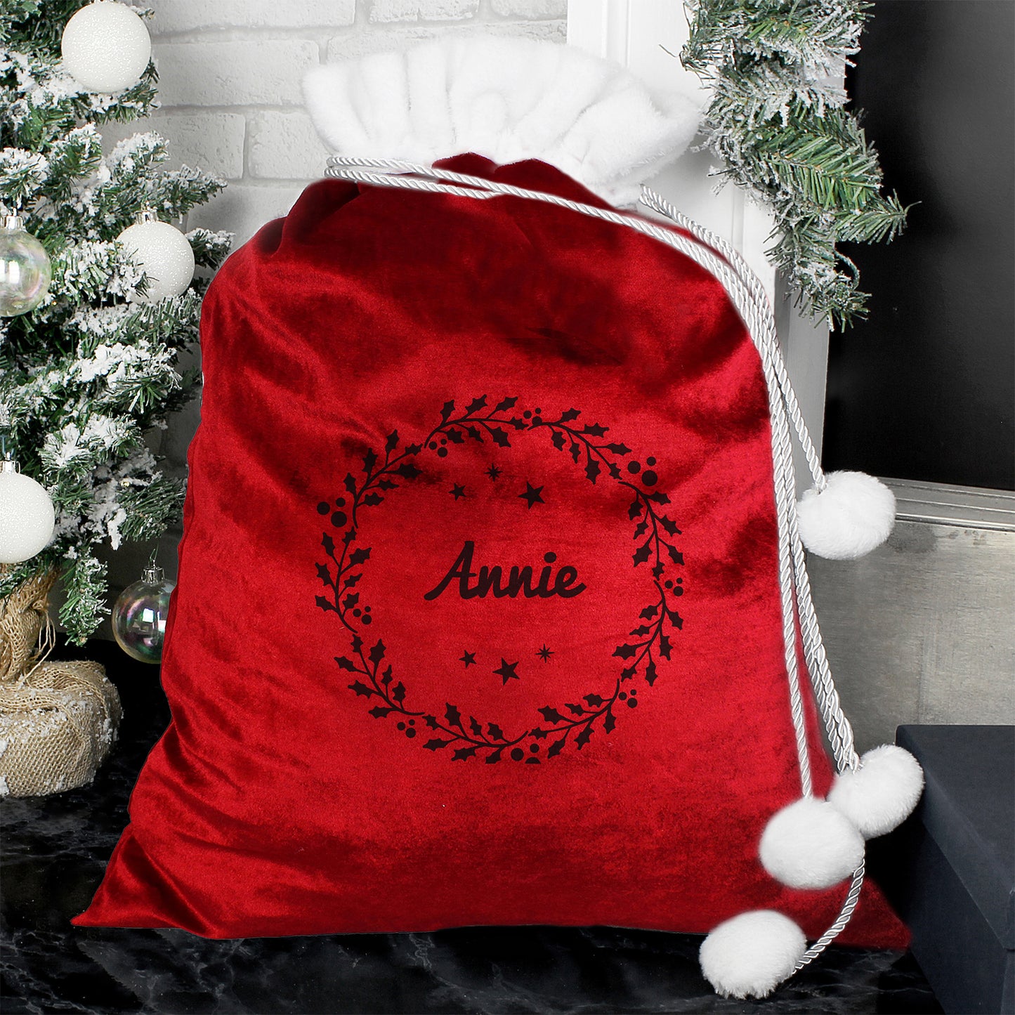 Personalised Holly Red Christmas Sack - MK&JD Gifts