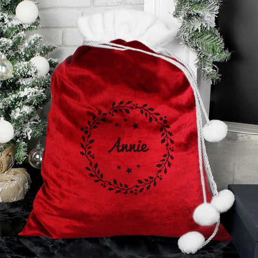 Personalised Holly Red Christmas Sack - MK&JD Gifts