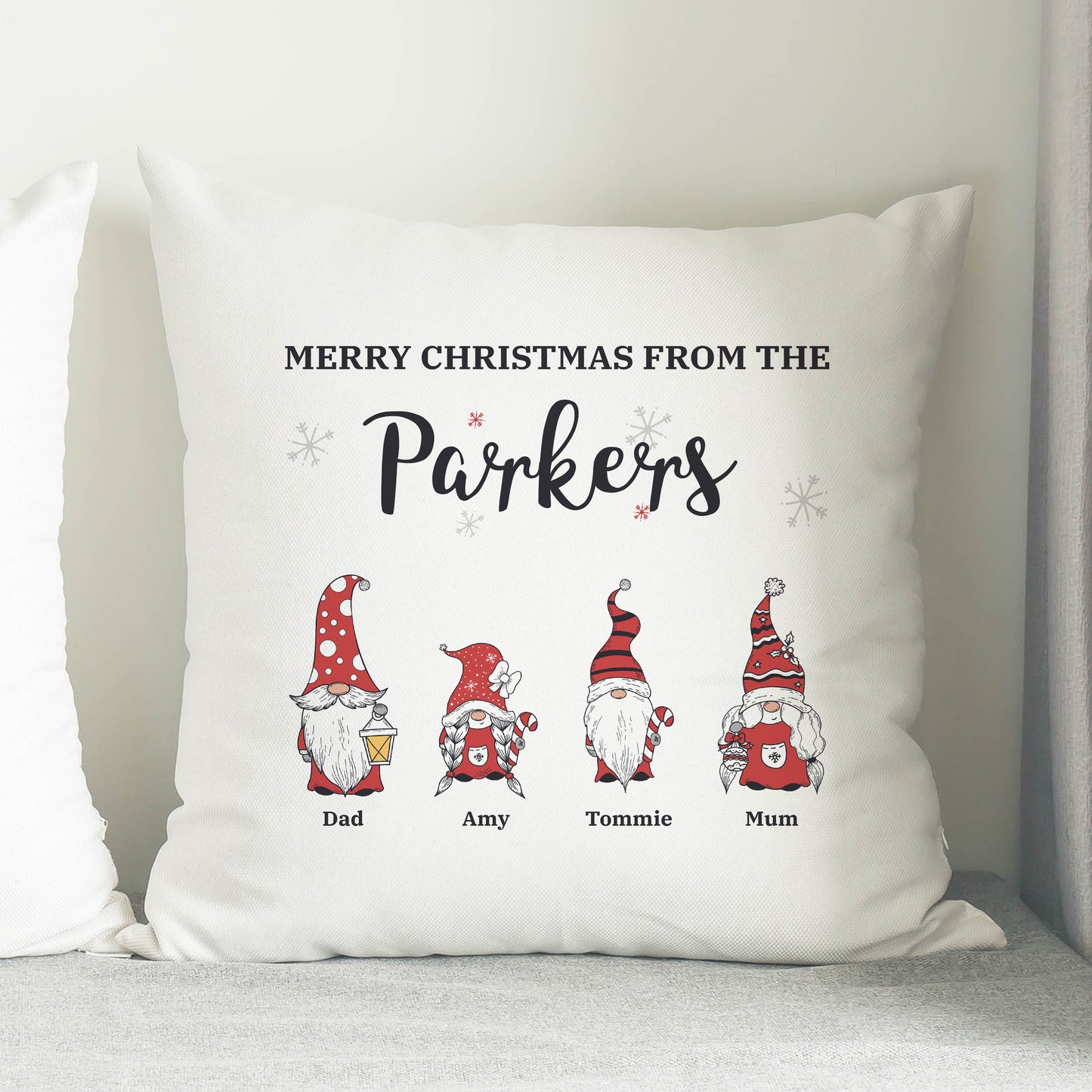 Personalised Gonk Family Christmas Cushion - MK&JD Gifts
