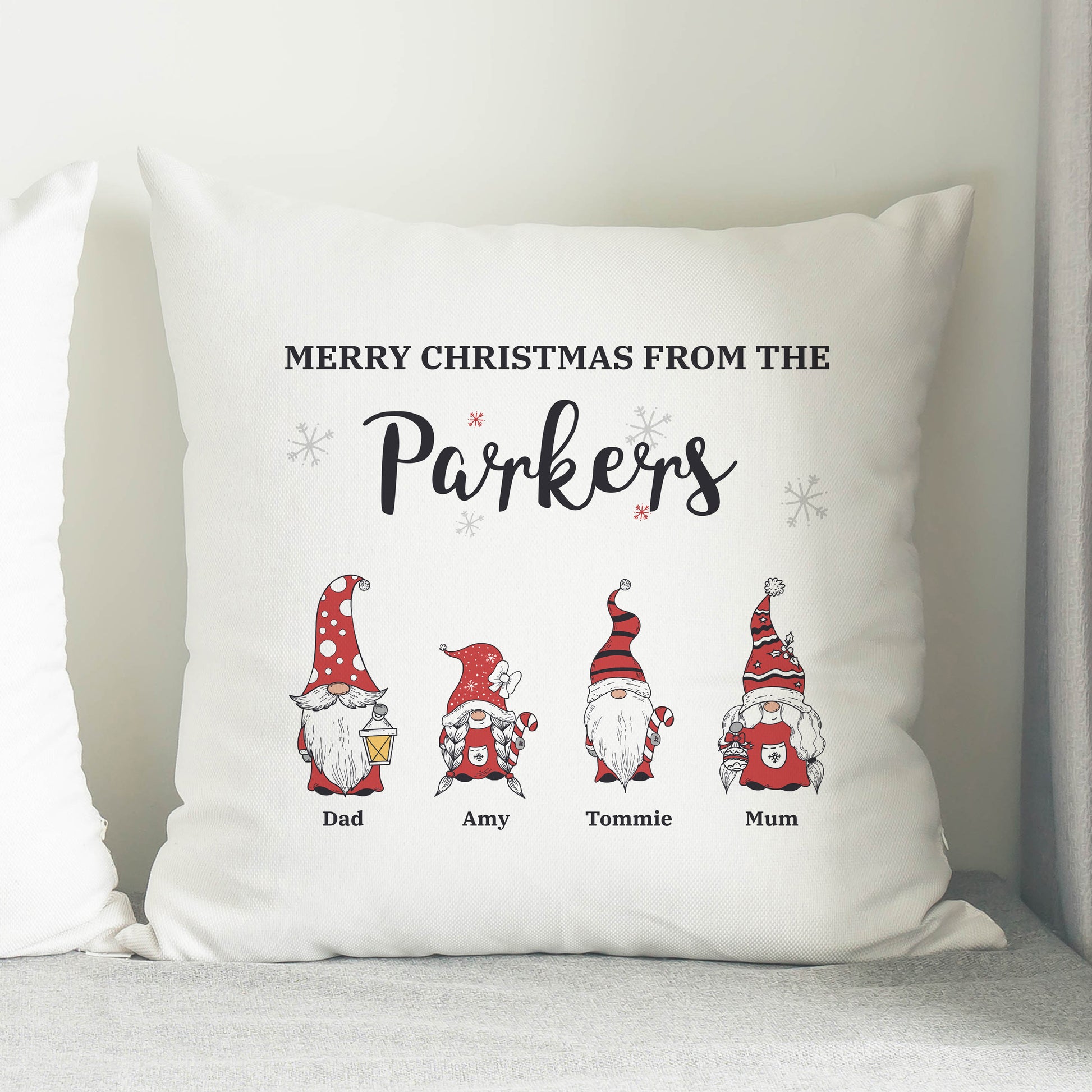Personalised Gonk Family Christmas Cushion - MK&JD Gifts