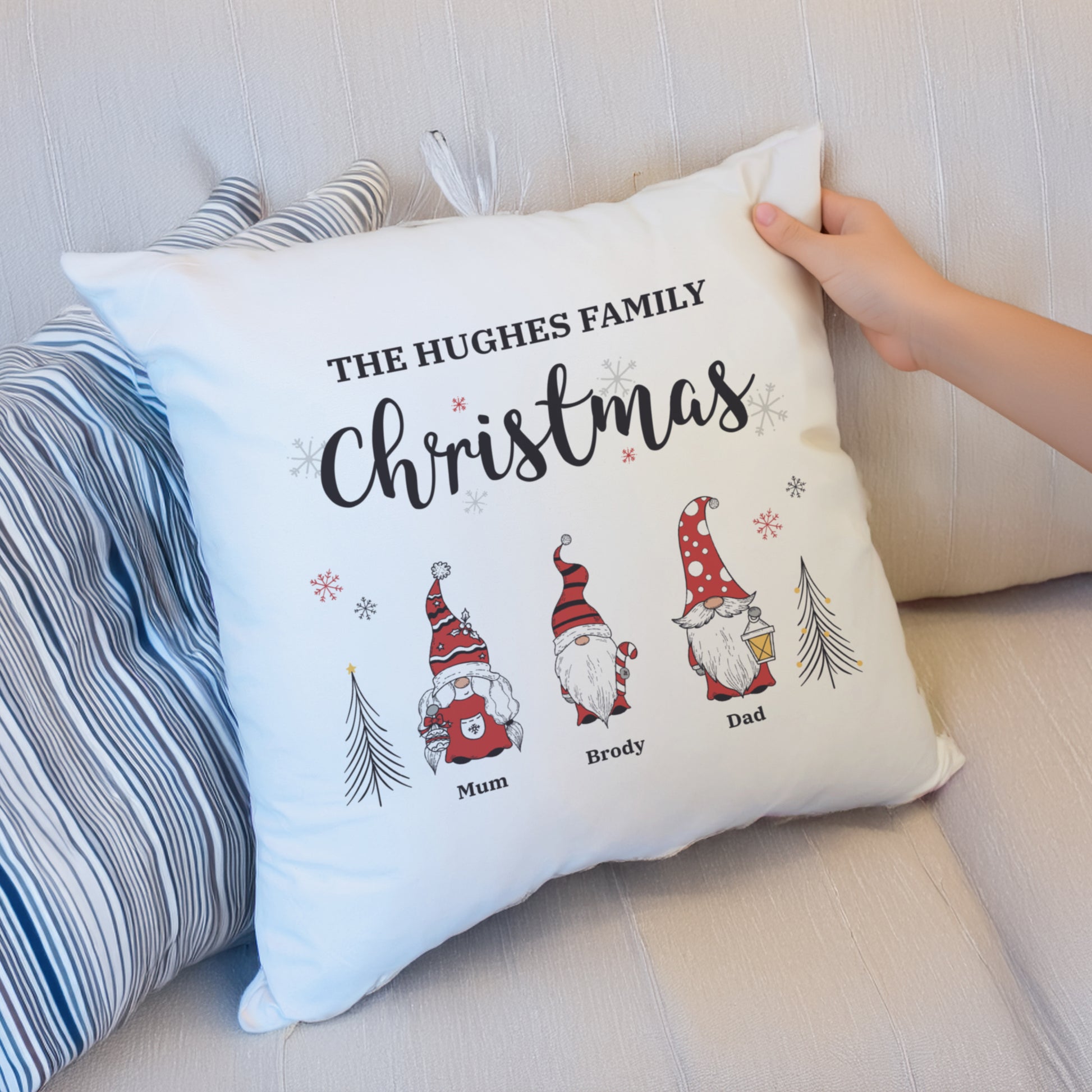 Personalised Gonk Family Christmas Cushion - MK&JD Gifts