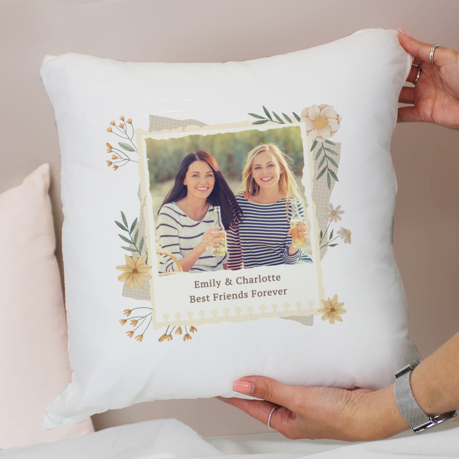 Personalised Wild Flowers Photo Upload Cushion - MK&JD Gifts