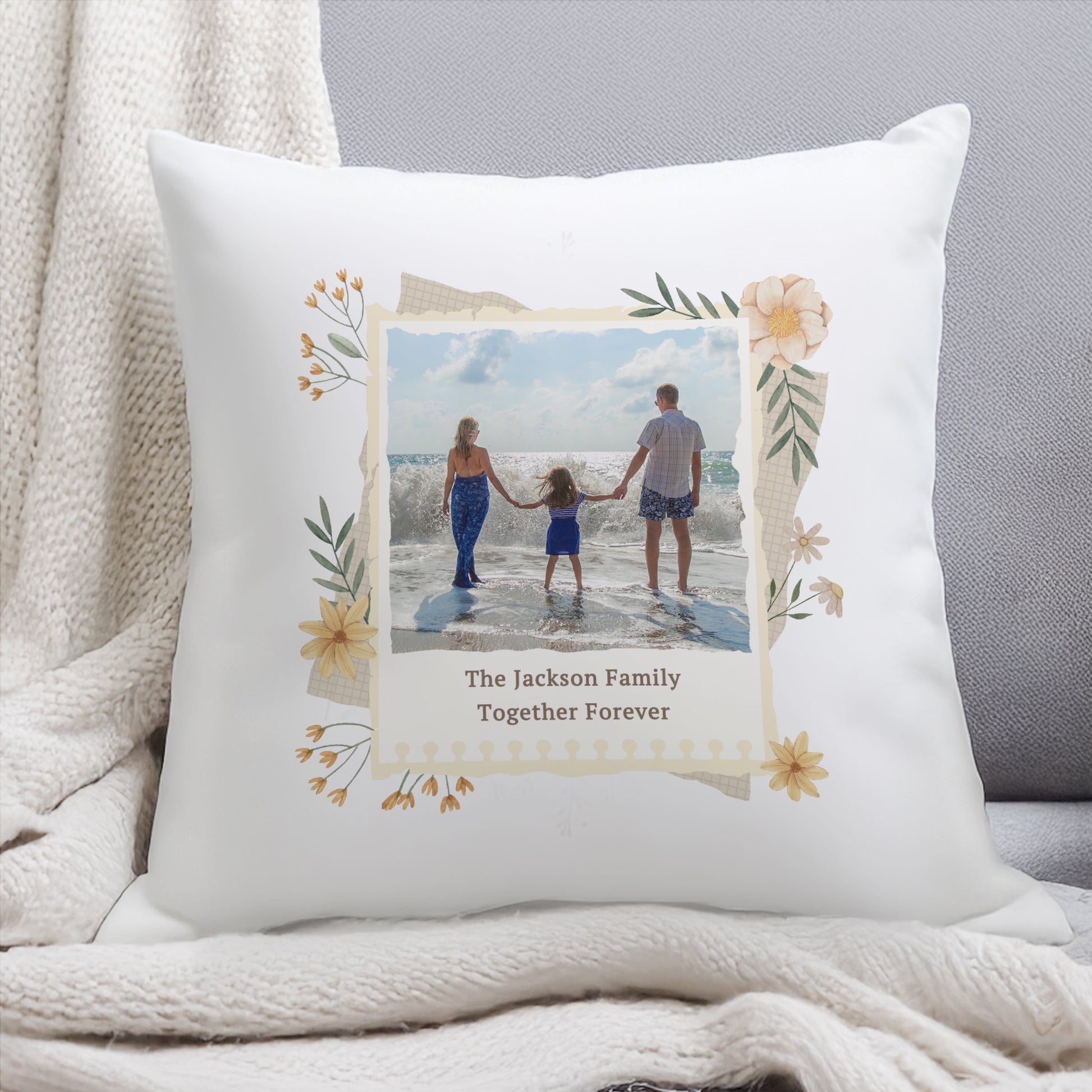 Personalised Wild Flowers Photo Upload Cushion - MK&JD Gifts