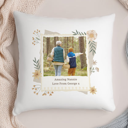 Personalised Wild Flowers Photo Upload Cushion - MK&JD Gifts