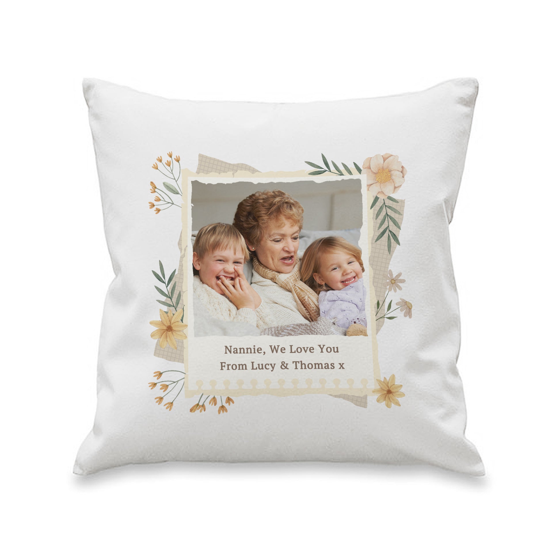 Personalised Wild Flowers Photo Upload Cushion - MK&JD Gifts