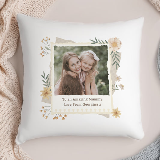 Personalised Wild Flowers Photo Upload Cushion - MK&JD Gifts