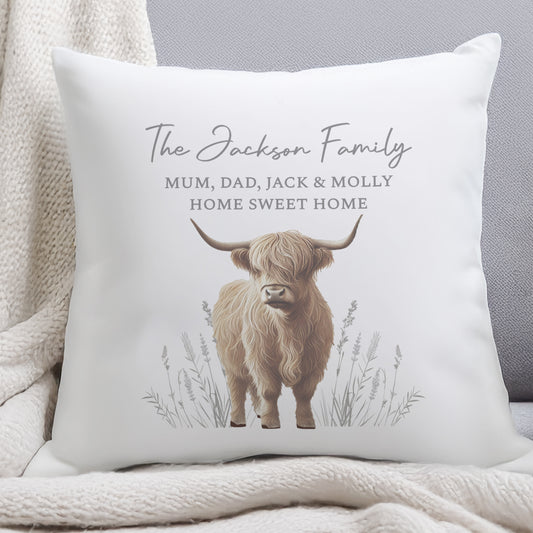 Personalised Highland Cow Cushion - MK&JD Gifts