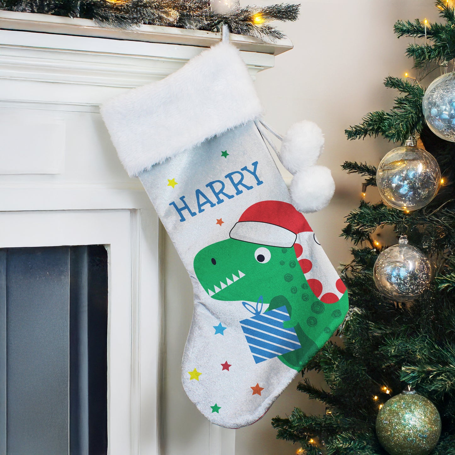 Personalised Dinosaur Christmas Stocking - MK&JD Gifts