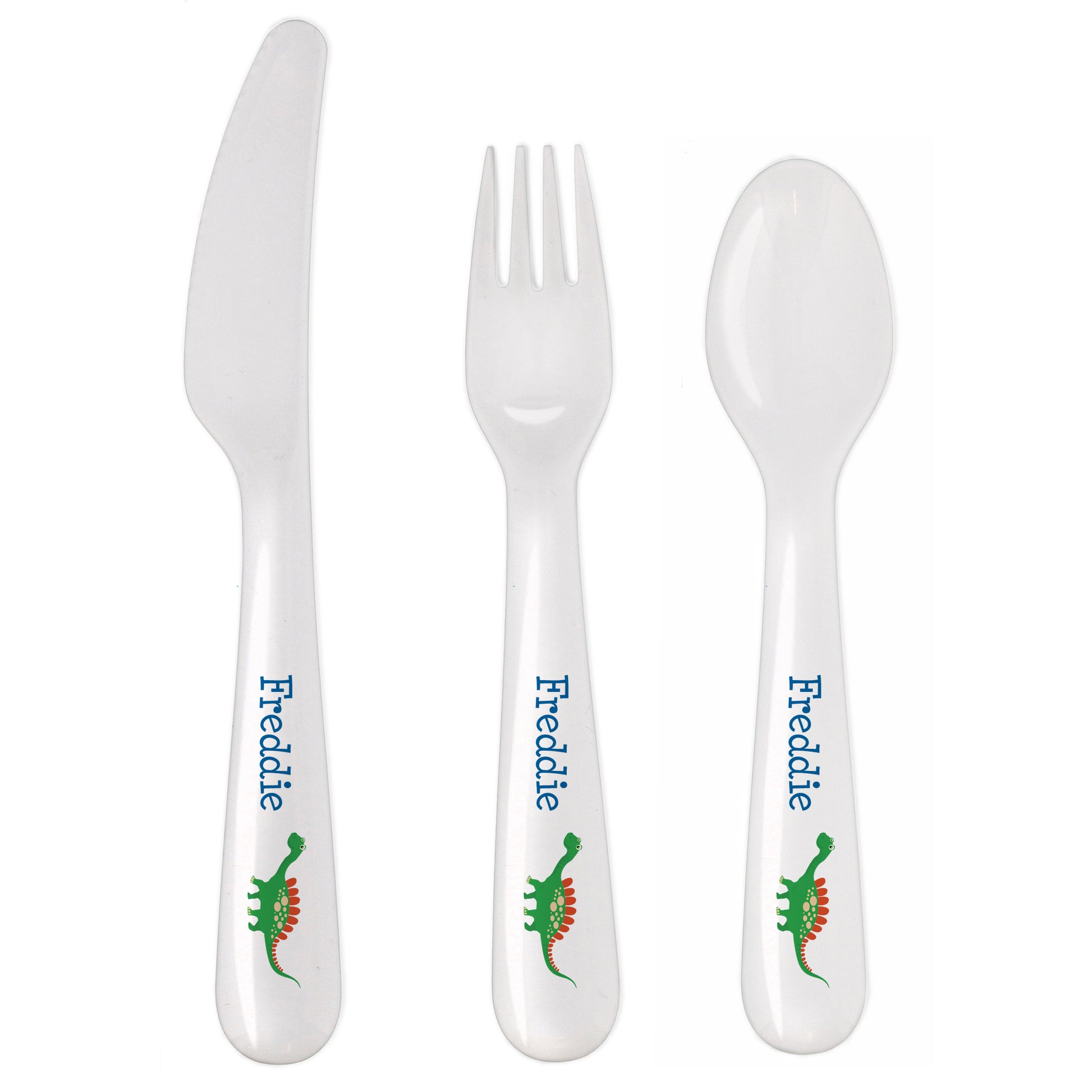 Personalised Dinosaur 3 Piece Plastic Cutlery Set - MK&JD Gifts