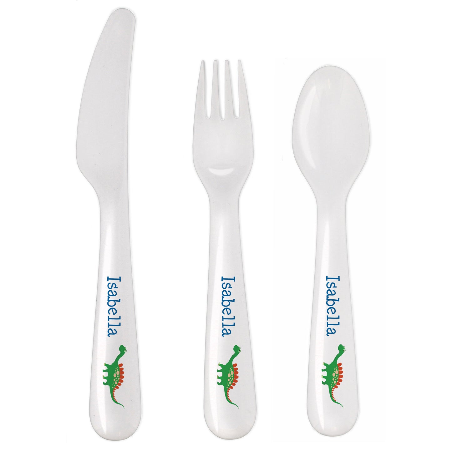 Personalised Dinosaur 3 Piece Plastic Cutlery Set - MK&JD Gifts