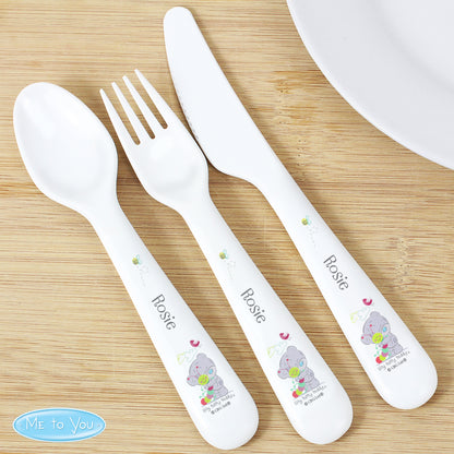 Personalised Tiny Tatty Teddy Cuddle Bug 3 Piece Plastic Cutlery Set - MK&JD Gifts
