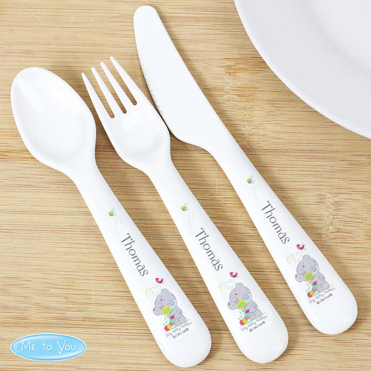 Personalised Tiny Tatty Teddy Cuddle Bug 3 Piece Plastic Cutlery Set - MK&JD Gifts