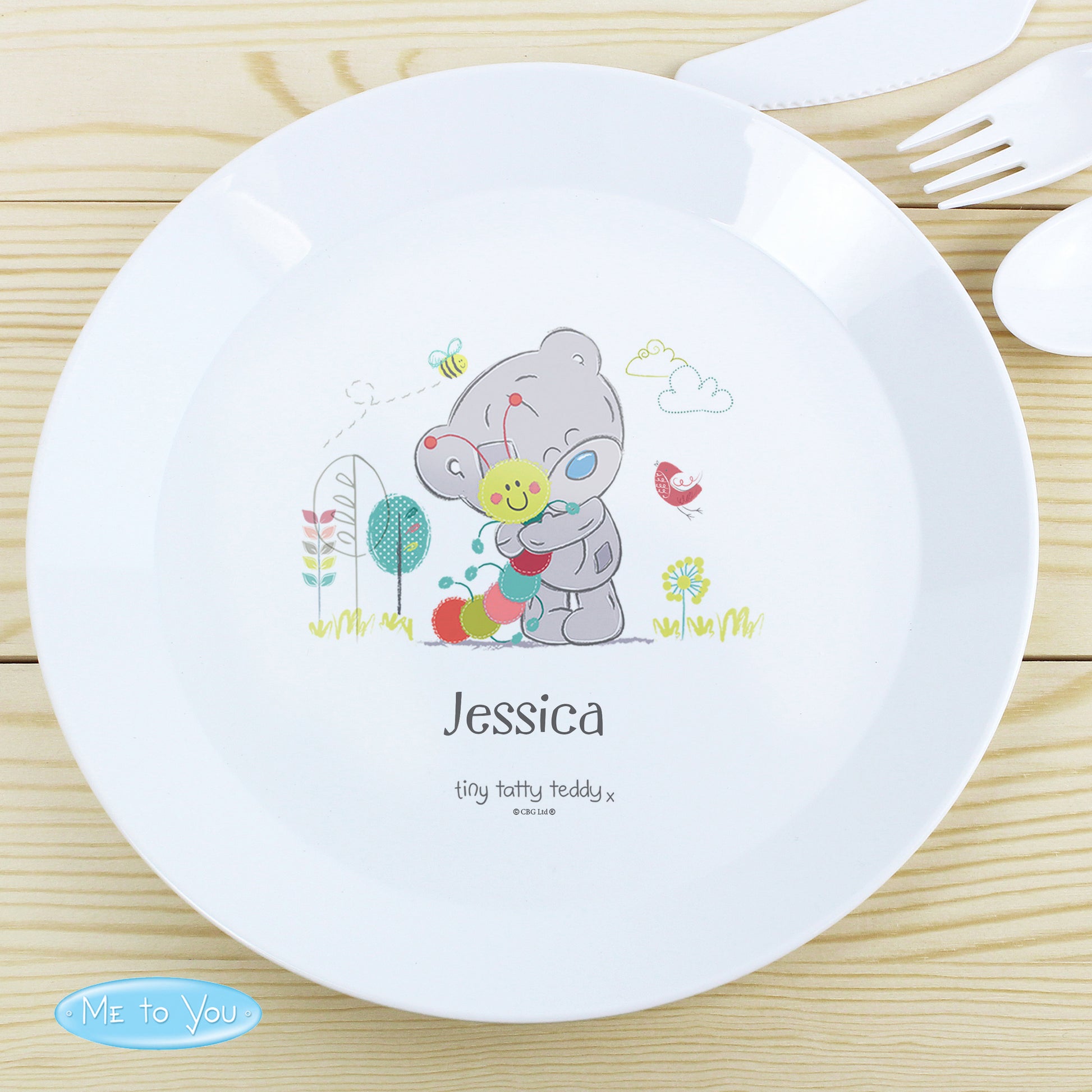 Personalised Tiny Tatty Teddy Cuddle Bug Plastic Plate - MK&JD Gifts