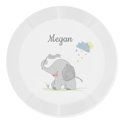 Personalised Hessian Elephant Plastic Plate - MK&JD Gifts