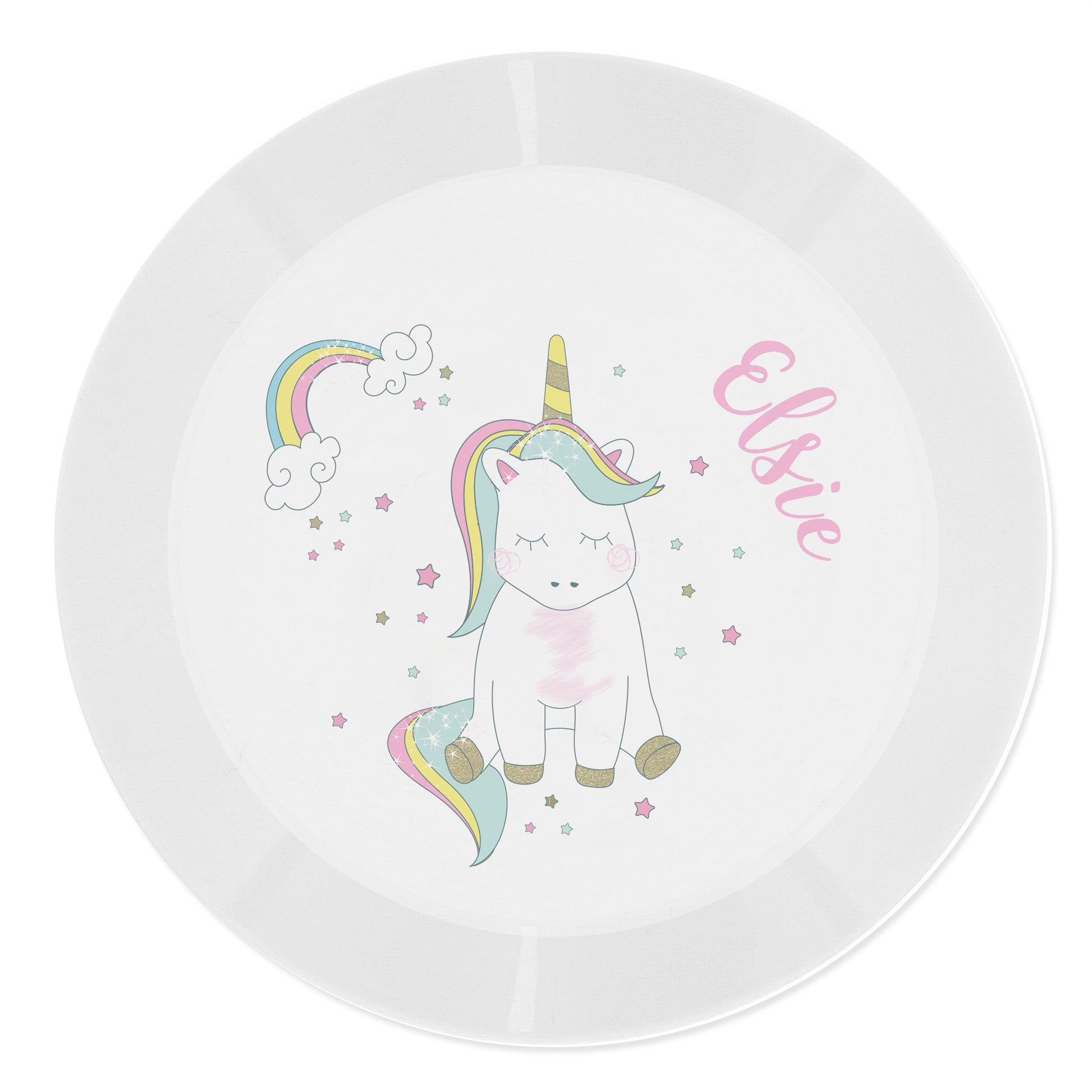 Personalised Baby Unicorn Plastic Plate - MK&JD Gifts