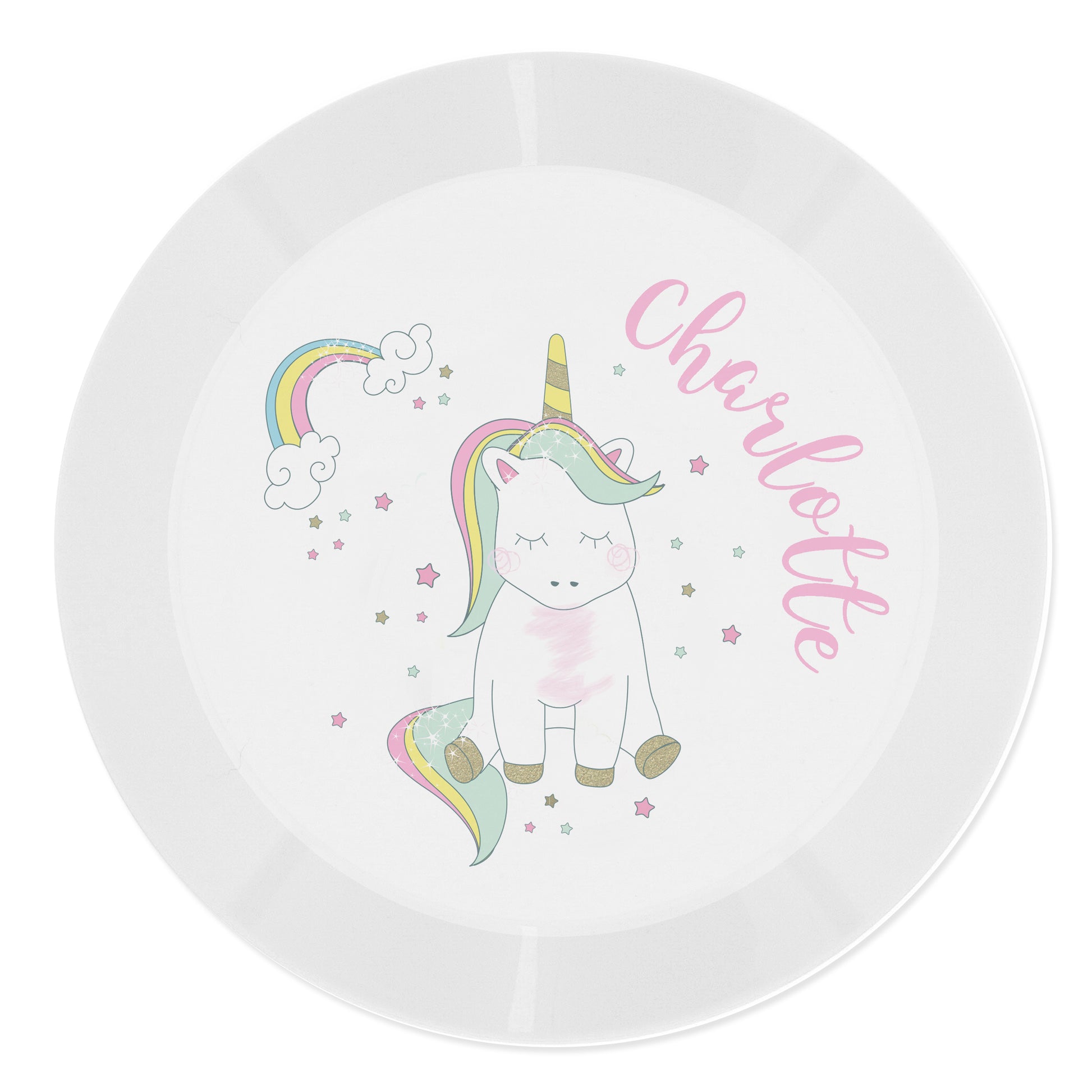 Personalised Baby Unicorn Plastic Plate - MK&JD Gifts