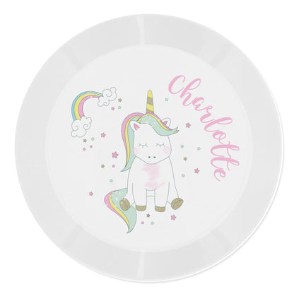 Personalised Baby Unicorn Plastic Plate - MK&JD Gifts