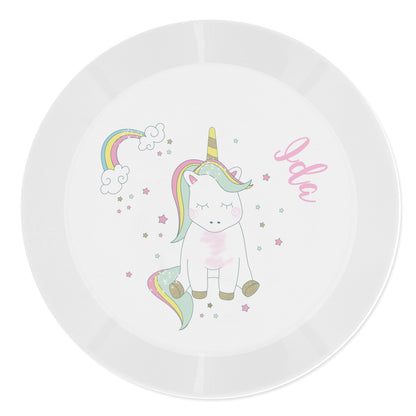 Personalised Baby Unicorn Plastic Plate - MK&JD Gifts