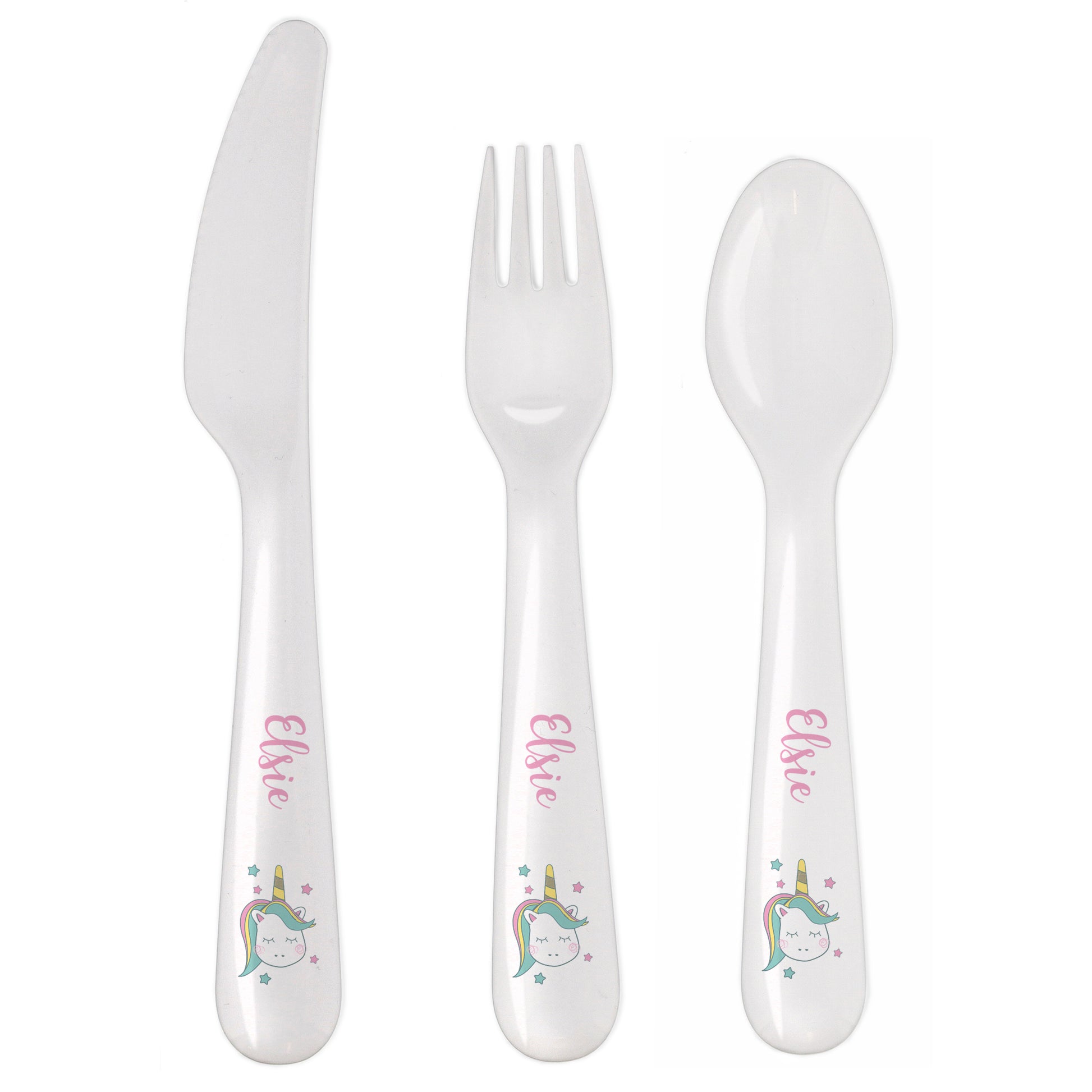 Personalised Baby Unicorn Plastic Cutlery - MK&JD Gifts