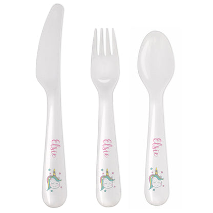 Personalised Baby Unicorn Plastic Cutlery - MK&JD Gifts