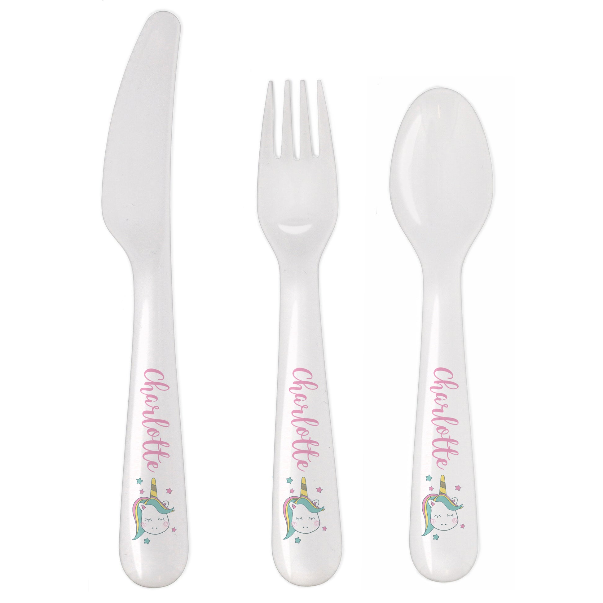 Personalised Baby Unicorn Plastic Cutlery - MK&JD Gifts
