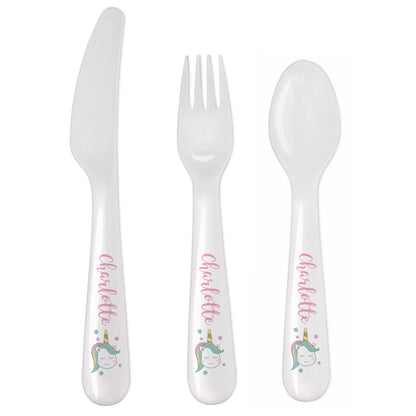Personalised Baby Unicorn Plastic Cutlery - MK&JD Gifts