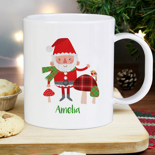 Personalised Christmas Toadstool Santa Plastic Mug - MK&JD Gifts