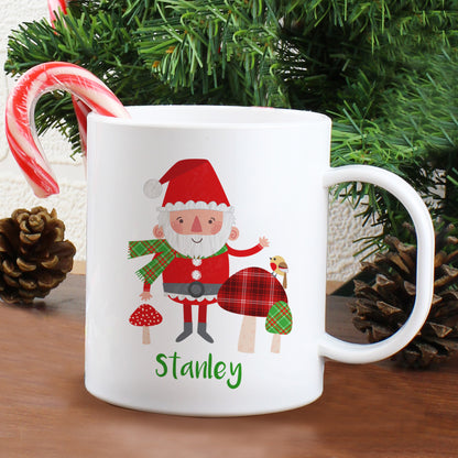 Personalised Christmas Toadstool Santa Plastic Mug - MK&JD Gifts