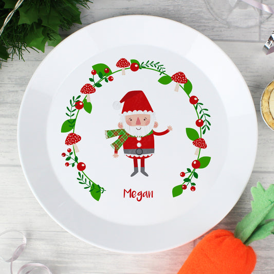 Personalised Christmas Toadstool Santa Plastic Plate - MK&JD Gifts