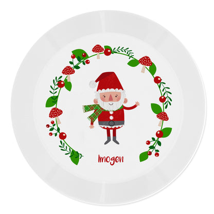 Personalised Christmas Toadstool Santa Plastic Plate - MK&JD Gifts