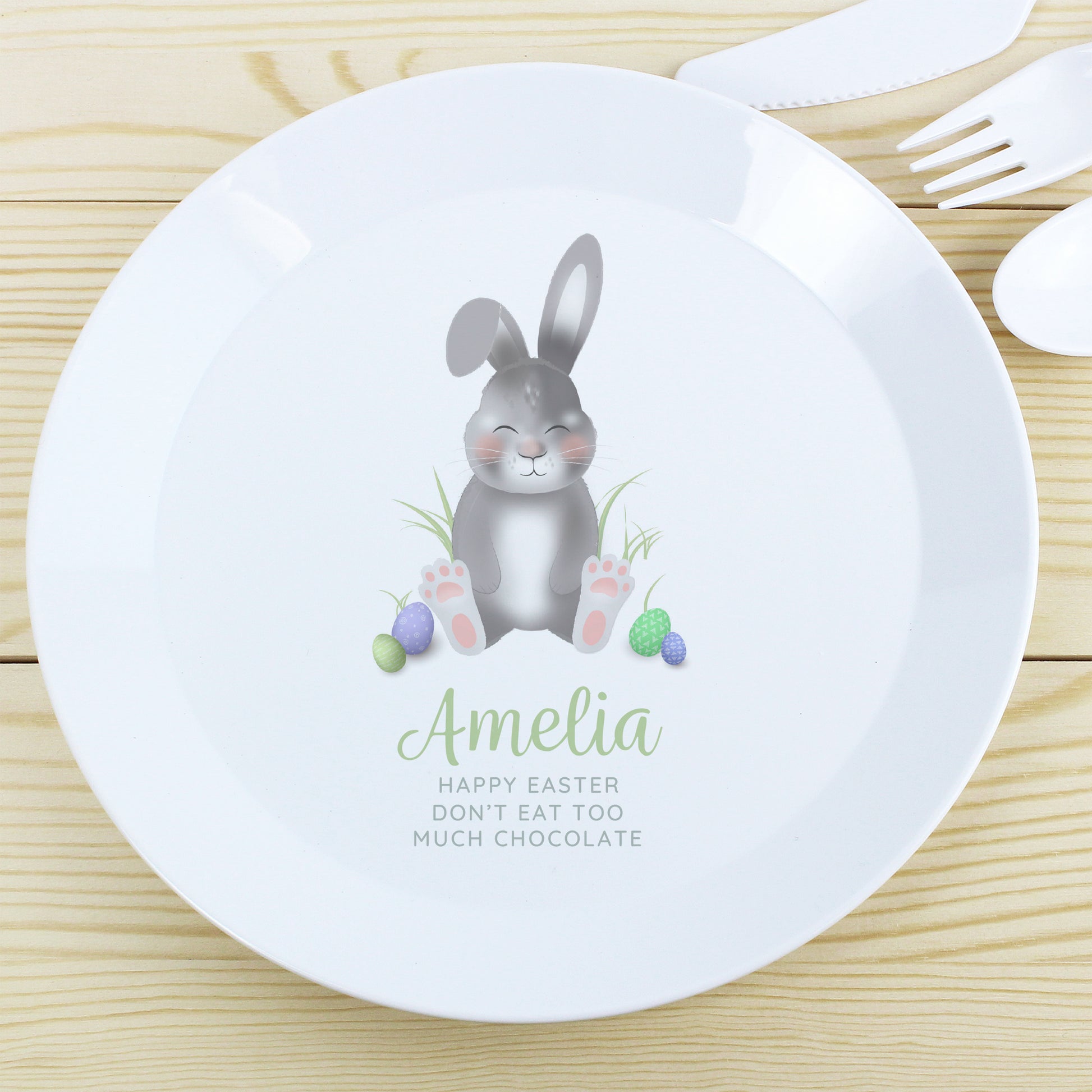 Personalised Easter Bunny Plastic Plate - MK&JD Gifts