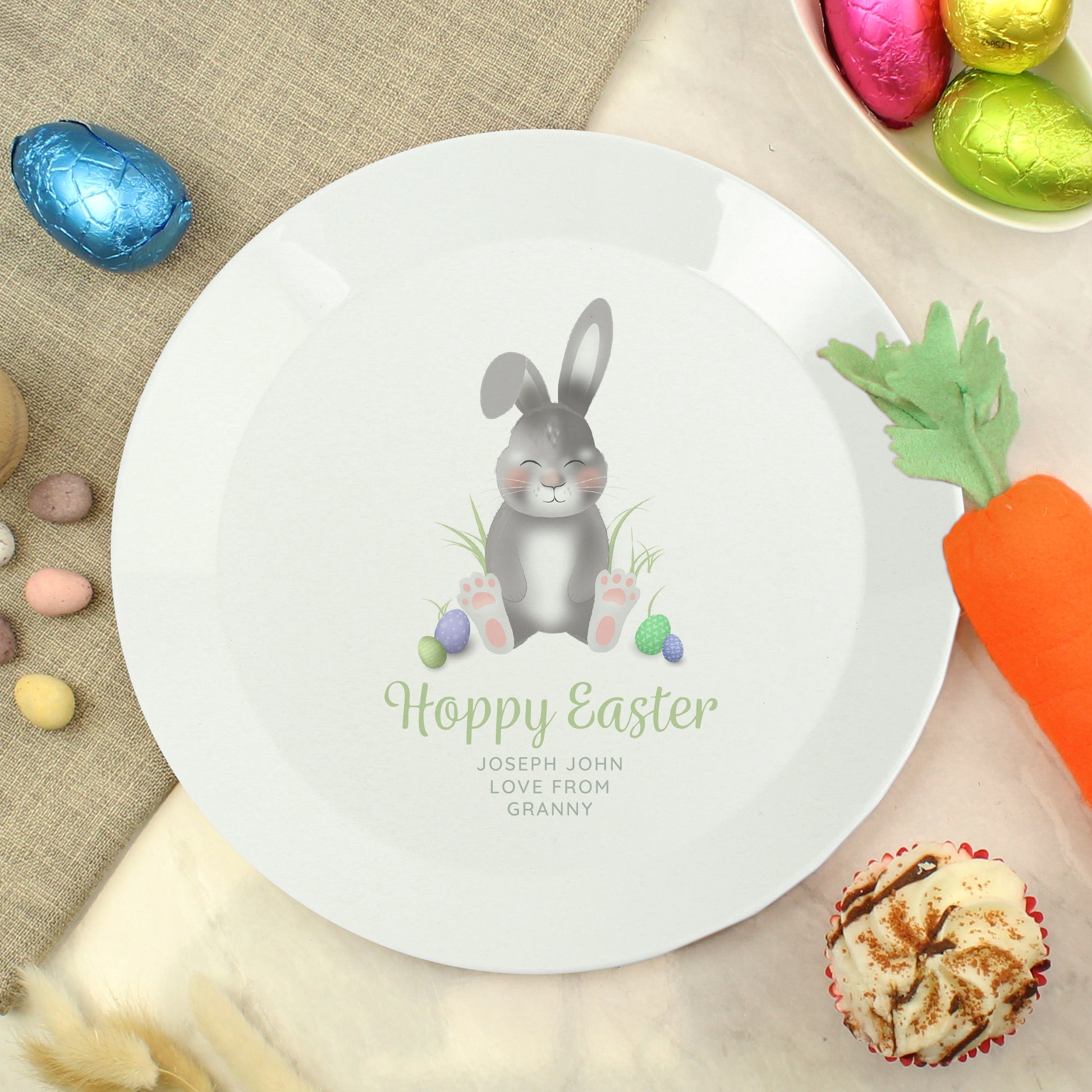 Personalised Easter Bunny Plastic Plate - MK&JD Gifts