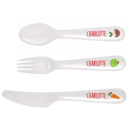 Personalised 'First Christmas Dinner' 3 Piece Plastic Cutlery Set - MK&JD Gifts