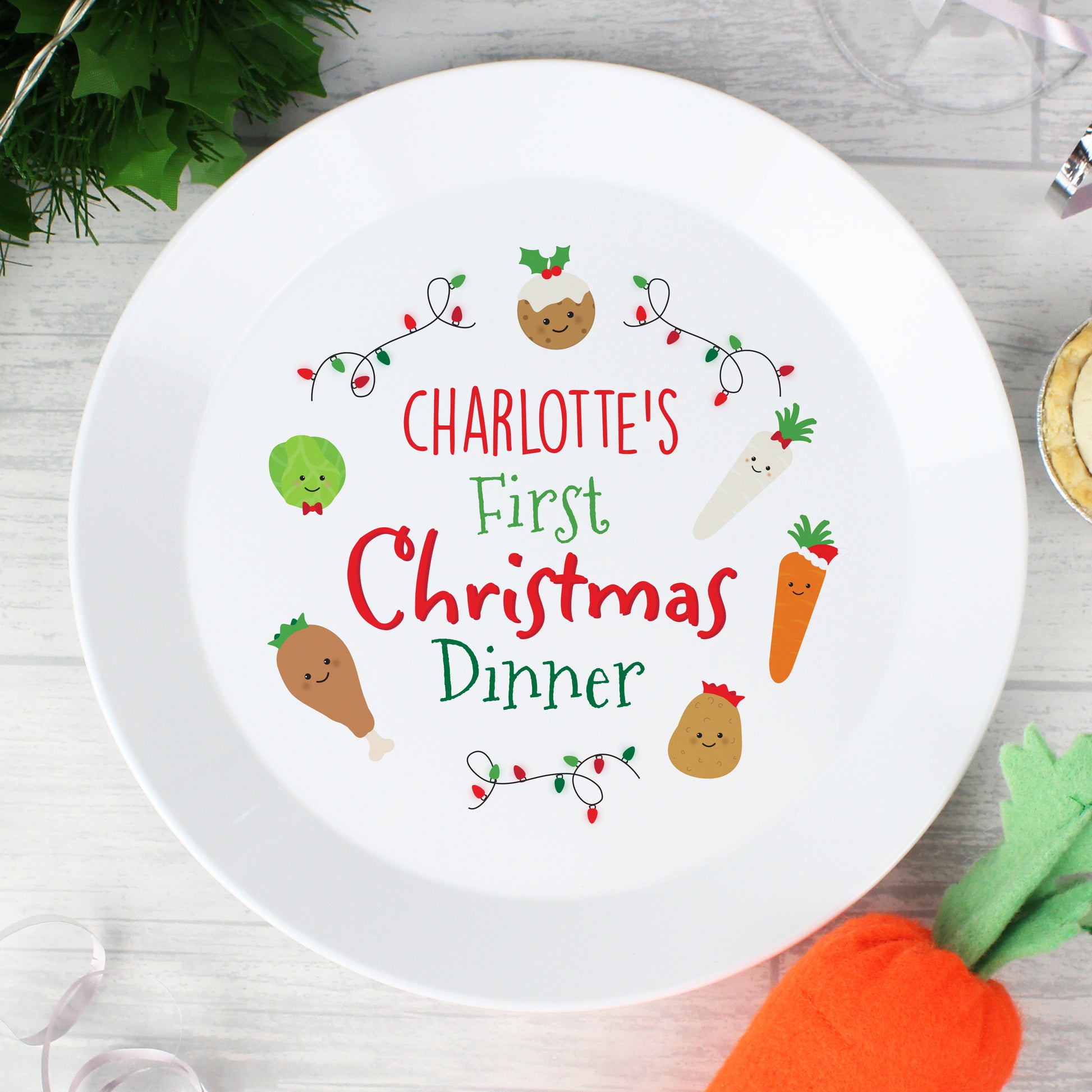 Personalised 'First Christmas Dinner' Plastic Plate - MK&JD Gifts