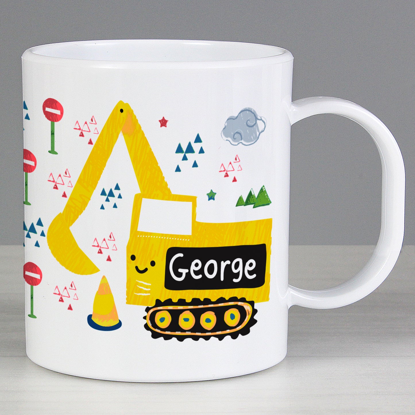 Personalised Digger Plastic Mug - MK&JD Gifts