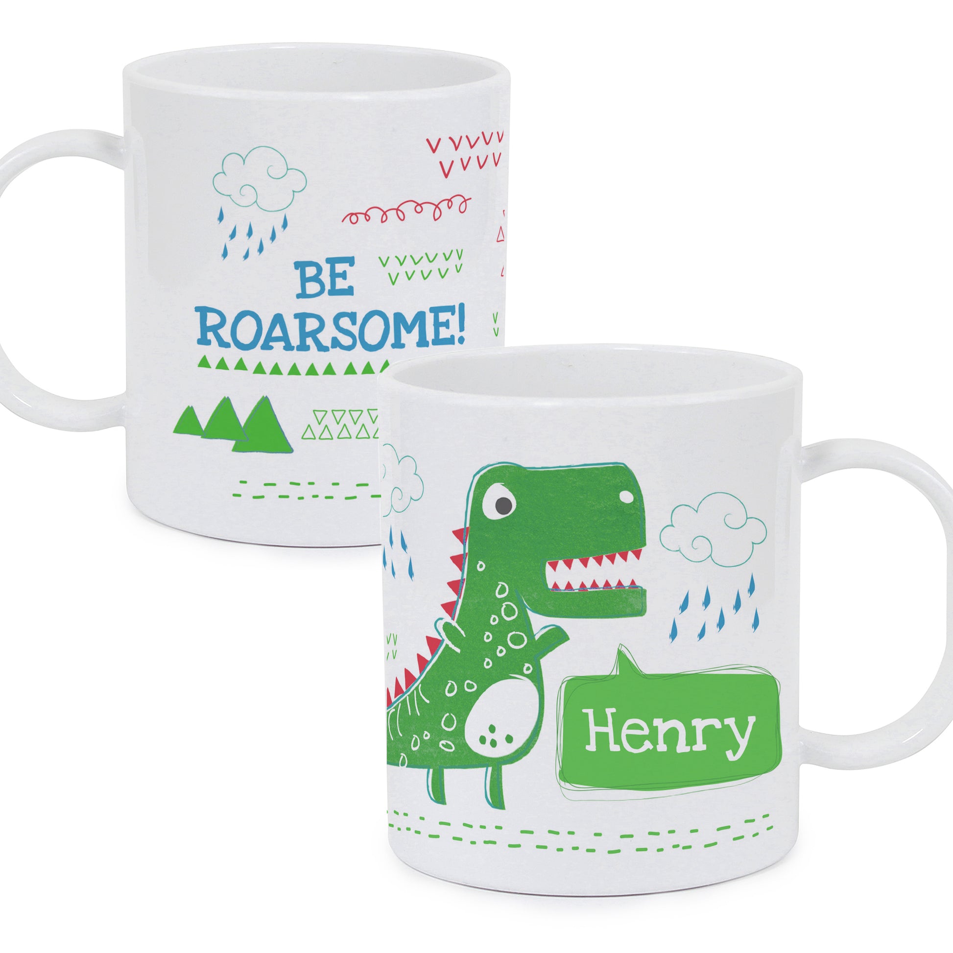 Personalised Be Roarsome Dinosaur Plastic Mug - MK&JD Gifts