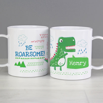 Personalised Be Roarsome Dinosaur Plastic Mug - MK&JD Gifts