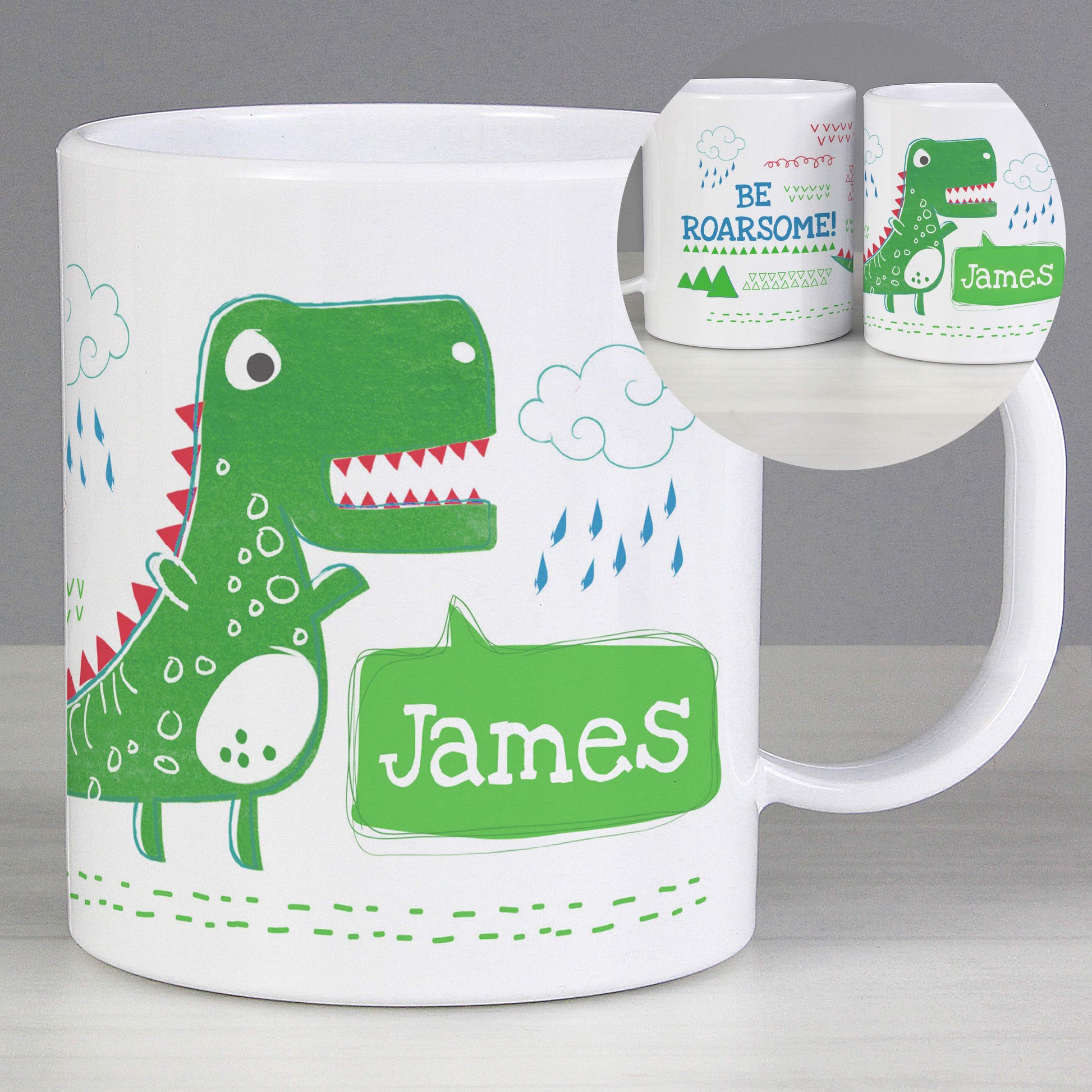 Personalised Be Roarsome Dinosaur Plastic Mug - MK&JD Gifts
